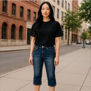 Amazing Mi Cropped Jeans Lace Up Back Size 11